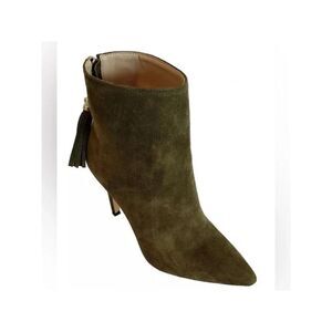 NWT THINGS II COME Womens Green Bailee Toe Stiletto Leather Booties 5.5 M